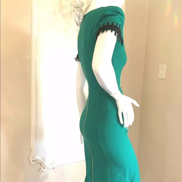 ROLAND MOURET Emerald-green Crêpe Dress US SIZE 2 - Picture 2 of 12